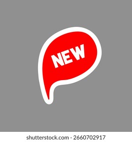 The icon displays the text 'NEW' in the form of a speech bubble in bright red with a bold white outline.