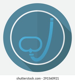 Icon Diver on white circle with a long shadow