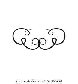 icon of divider with curly shapes over white background, silhouette style, vector illustration
