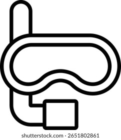 The icon of a diving mask, swimming or diving equipment is related to the theme of vacation, beach, sea, water sports, marine conservation, or promotion of tourist destinations.