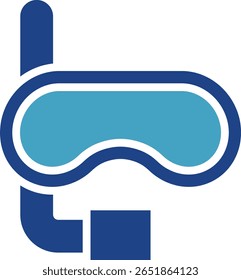 The icon of a diving mask, swimming or diving equipment is related to the theme of vacation, beach, sea, water sports, marine conservation, or promotion of tourist destinations.