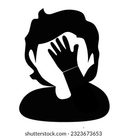 icon of a dizzy person with one hand holding the forehead. Vector flat on white background.