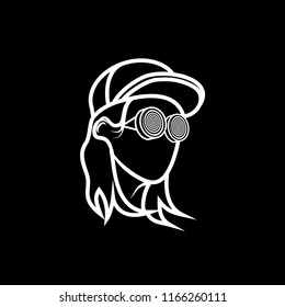 icon dj head woman for dj bussiness company