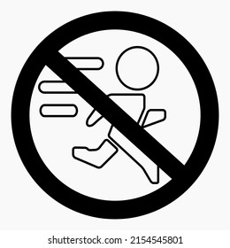 El icono no camina. Prohibición de movimiento. Peatón de pie. No cruzar. No correr. Camina con cuidado. Icono del vector.