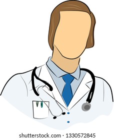 
Icon doctor. Isolated silhouette. Phonendoscope. Vector illustration