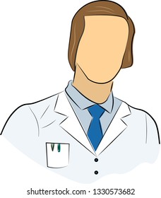 Icon doctor in a lab coat. Isolated silhouette. Vector illustration