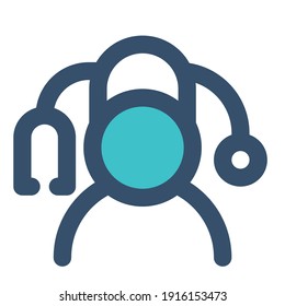 icon doctor using filled line style and blue color