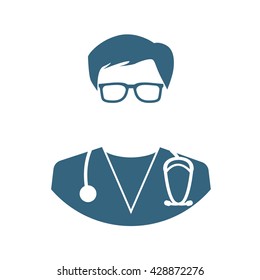 Icon doctor. Vector illustration. Emergency doctor. Medicine, healthcare, pharmacy. Black icon on white background.