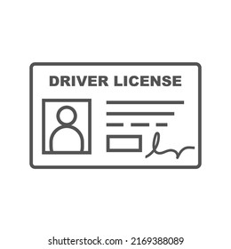 Icon document driver license for a car on white. Linear style. A plastic card  driver. Vector Illustration outline