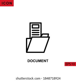 Icon document folder. Outline, line or linear vector icon symbol sign collection for mobile concept and web apps design.