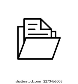 Icon of a document in a folder, Outline style, isolated on white Background.