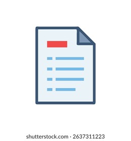 Icon of document with lines on White Background