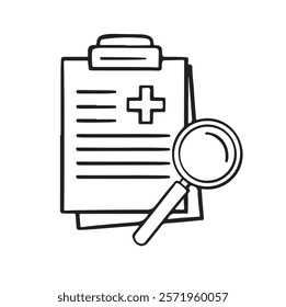 icon document medical examination, certificate medical card line vector monochrome simple