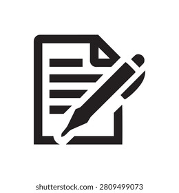Icon of a document with a pen, representing writing, editing, or notetaking