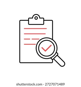 Icono de una revisión de documentos y edición de contratos, aislado en un fondo limpio