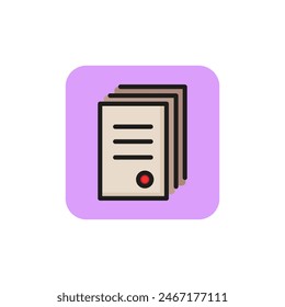 Icono del documento con sello. Contrato, Acuerdo, información. Concepto de papeleo. Se puede utilizar para temas como empresa, organización, documentación oficial