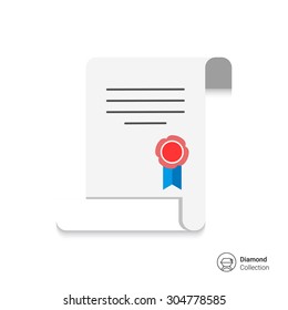 Icon of document with seal and ribbon