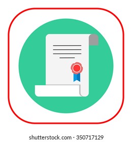 Icon of document with seal and ribbon