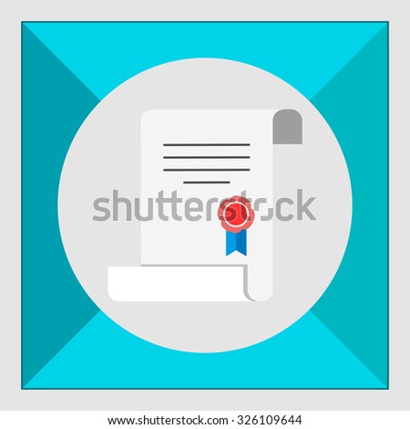 Icon of document with seal and ribbon
