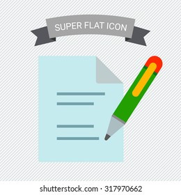 Icon of document and writing pen