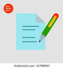 Icon of document and writing pen