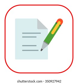 Icon of document and writing pen