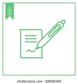 Icon of document and writing pen putting signature