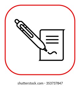Icon of document and writing pen putting signature