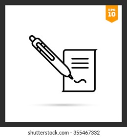 Icon of document and writing pen putting signature