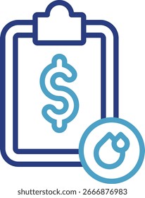 Icon for documents or data related to costs and profits in the energy industry to show statistical data about fuel prices or energy costs in visual form.