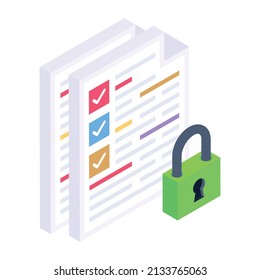 An icon of documents protection, isometric design 

