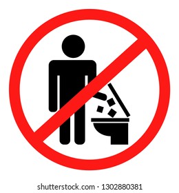 The icon does not throw garbage in the toilet. Vector image.