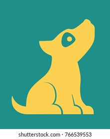 Icon of a dog. A dog in a flat style and yellow color.