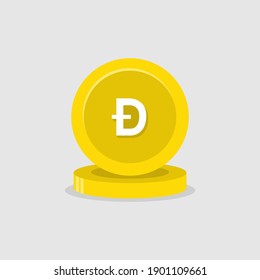 Icon Doge Coin Flat Vector Illustration. Flat Logo Isolated