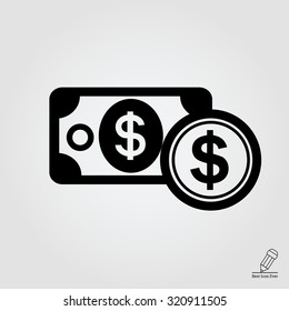 Icon of dollar banknote and dollar sign