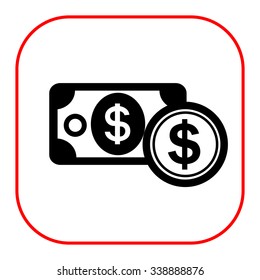 Icon of dollar banknote and dollar sign