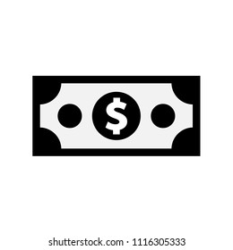 Icon Of The Dollar Bill. Vector Icon Isolated On White Background