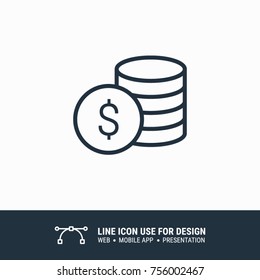 Icon dollar coin graphic design single icon vector illustration