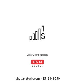 Icon dollar cryptocurrency with line style, isolated on white background. EPS10 - Vector