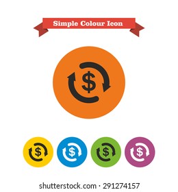 Icon of dollar sign in circle made of arrows