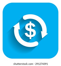 Icon of dollar sign in circle made of arrows