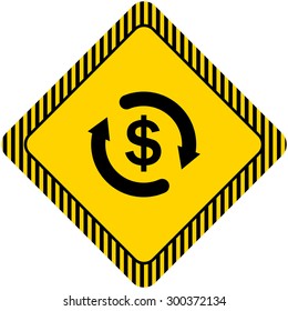 Icon of dollar sign in circle made of arrows