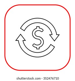 Icon of dollar sign in circle made of arrows