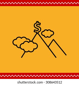 Icon of dollar sign on  mountain top