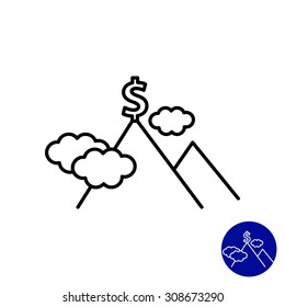 Icon of dollar sign on  mountain top