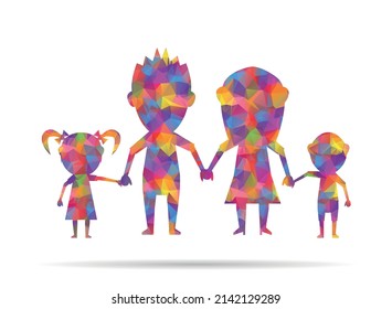 icon dolls happy family low poly