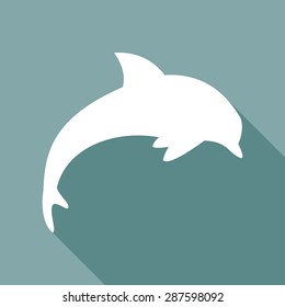 Icon dolphin with a long shadow