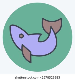 Icon Dolphin. related to Summer symbol. color mate style. design editable