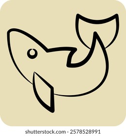 Icon Dolphin. related to Summer symbol. hand drawn style. design editable