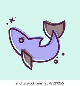 Icon Dolphin. related to Summer symbol. MBE style. design editable